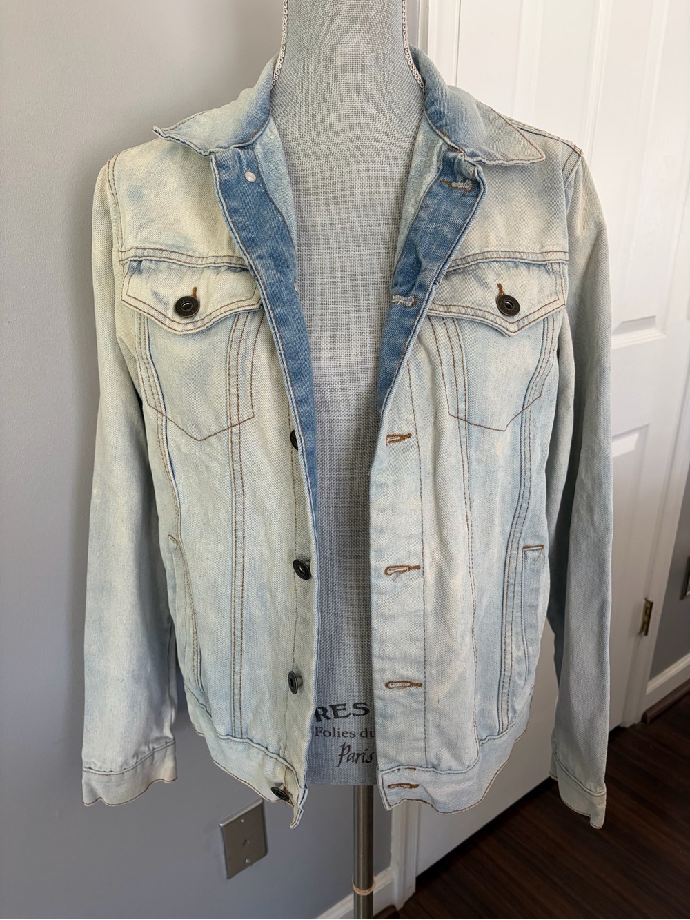 Vintage Brooklyn Cloth Denim Acid Light Wash Jacket Size Small Unisex